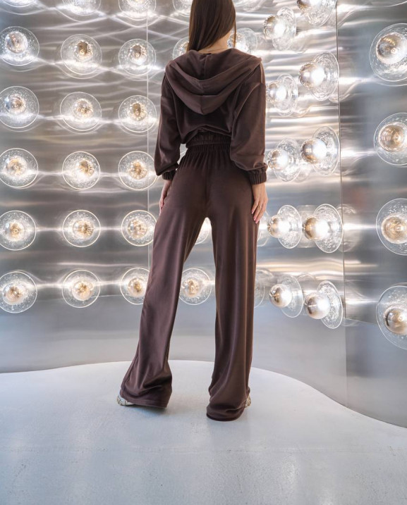 57 Велюровий костюм із капюшоном з прямими штанами